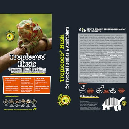 Galápagos (05020) Tropicoco® Husk Bedding for Reptiles, Amphibians, & Terrariums High Absorbency, Eco-Friendly, Dust-Free Perfect for Water Dragons, Tortoises, Snakes, & More, 8QT Compressed Brick - size: 8 QT Compressed Brick