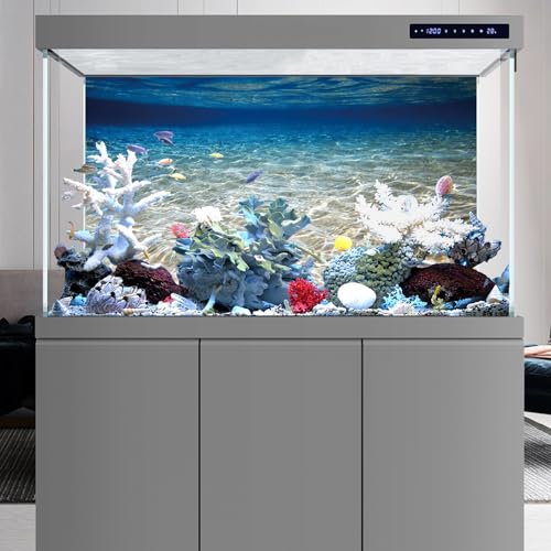 AWERT 36x18 inches Ocean Floor Aquarium Background Underwater Fish Tank Background Undersea Theme Aquarium Background - size: 36x18in/90x45cm