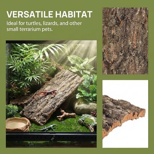 BESPORTBLE 2 Pack Reptile Bark Platform, Natural Tree Bark Climbing Shelf for Lizards, Geckos, Turtles, Snakes and Small Terrarium Pets