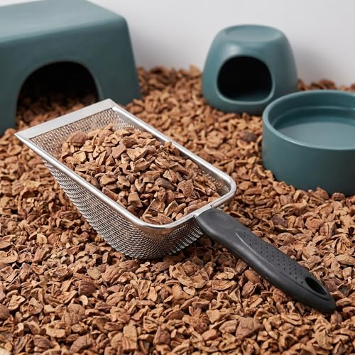 ibasenice Fine 6-Mesh Litter Sifter, Bearded Dragon Poop Scoop, Reptile Substrate Scoop, Metal Terrarium Cleaning Tool for Leopard Gecko Enclosures Mesh Size 3.8X3.8mm