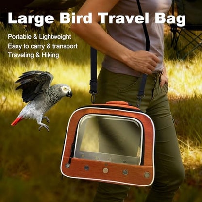 halinfer Large Bird Carrier Cage, Portable Bird Carrying Bag with Metal Tray and Grate to Transport Medium and Large Birds Like African Grey, Long Tail Cockatiel and Parrot - color: Orange