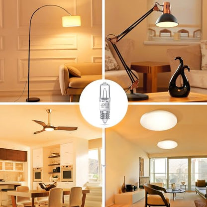 Flaspar JDE11 120V 100W, E11 Bulb, E11 Halogen Light Bulbs, T4 Mini Base Dimmable Candelabra Bulbs, 2800K Warm White Halogen Clear JDE11 Bulb for Ceiling Fan, Chandeliers, Cabinet Lighting, 2 Pack - size: 2 Pack E11 Bulb 100W