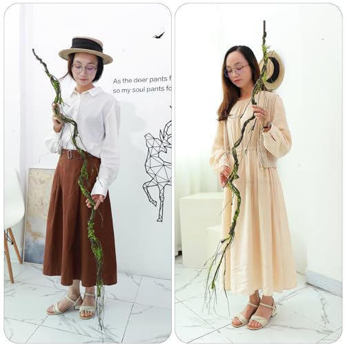 2pcs 67"Bendable Twigs Branches Moss Creepy Jungle Climb Green Leaves Vines | Artificial Reptile climbing Tree Trunk Grapevine Garland Plants Stems For Craft Garden Wall Hanging Halloween Arch Decoration