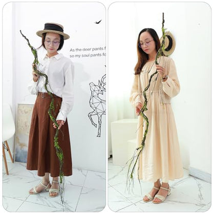 2pcs 67"Bendable Twigs Branches Moss Creepy Jungle Climb Green Leaves Vines | Artificial Reptile climbing Tree Trunk Grapevine Garland Plants Stems For Craft Garden Wall Hanging Halloween Arch Decoration