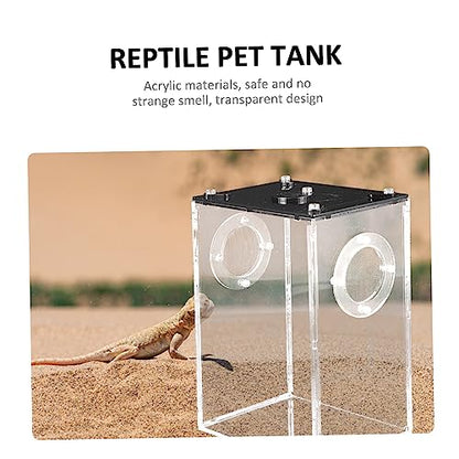 Toyvian Transparent Reptile Box Acrylic Lizard Tank Portable Breeding Container Lightweight Terrarium for Gecko Chameleon Spider Scorpion Pet Habitat with Full View and Spacious Design