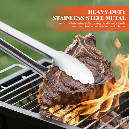 Grilling Tongs - 17 Inch Extra Long Metal Tongs, Heat Resistant Stainless Steel Grill Tongs, Heavy Duty BBQ Tongs for Cooking, Grilling, BBQ/Barbecue, Food (17 inch) - color: 17 inch