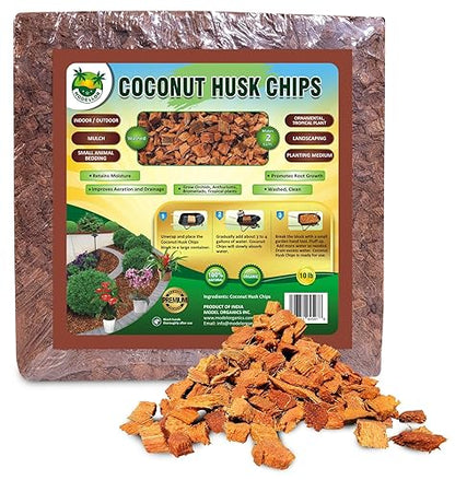 MODELLOR Premium Super Washed, Clean, Coco Chips [10 lb], Yields 2 cu ft. of Loose Chips. Plant Substrate, Organic, Reptile Bedding, Odor Absorbing, Grow Orchids, Mulch Indoor, Outdoor.