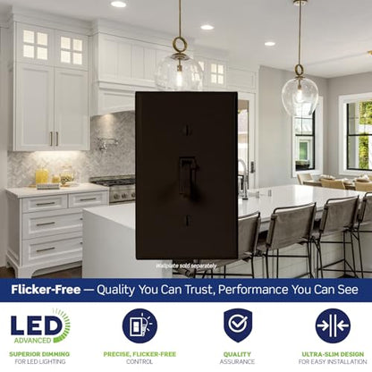 Leviton Toggle Slide LED Advanced Dimmer Switch for 150W Dimmable LED, Halogen and Incandescent Bulbs and Fixtures, TSL01-10B, Brown - color: Brown