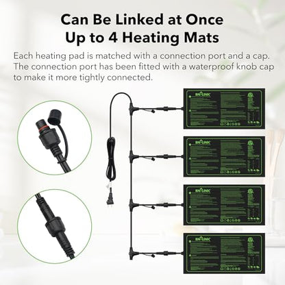 BN-LINK Digital Heat Mat Thermostat Controller and Daisy Chainable Warm Hydroponic Heating Pad for Seed Germination, Reptiles and Brewing Breeding Incubation Greenhouse