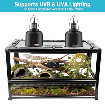 Reptile Terrarium Glass Enclosure 22" × 14" × 12", Front Opening Tank with Mesh Top, Easy Assembly for Small Reptiles, Geckos, Lizards, Snakes, Turtles & More - size: 22" x 14" x 12"