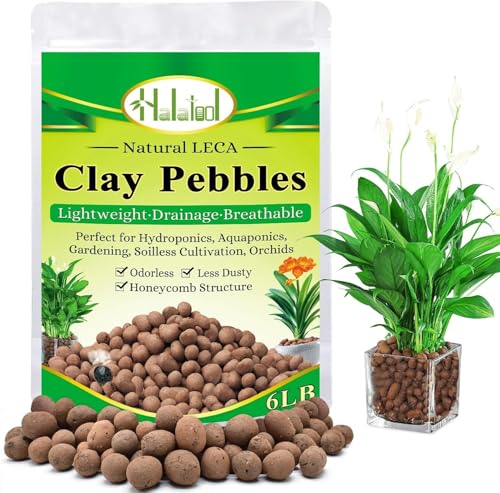 Halatool 6 LB Expanded Clay Pebbles for Plants 4mm-16mm Hydro Balls for Aquarium Indoor Potted Plants Premium Hydroponic Growing Media Clay Balls for Hydroponics Aquaponics - color: 6LB