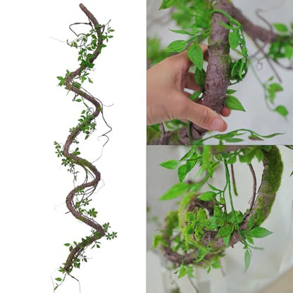 71" Bendable Tree Branch Halloween Jungle Vine Hanging Moss Garland Reptile | Artificial Posable Greenery Branches Faux Tree Twigs Ivy Leaves for Climb Outdoor Canopy Wedding Wall Porch Mantel Decoration