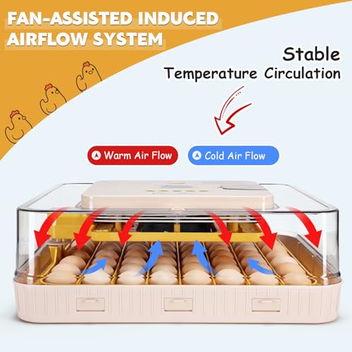 Sailnovo Incubators for Hatching Eggs 56 Egg Incubator with Auto Egg Turning and Auto Humidification, Temperature Control, Incubator for Chicken Duck Quail Eggs, Perfect for Lab School Farm
