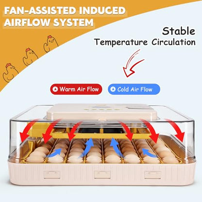 Sailnovo Incubators for Hatching Eggs 56 Egg Incubator with Auto Egg Turning and Auto Humidification, Temperature Control, Incubator for Chicken Duck Quail Eggs, Perfect for Lab School Farm