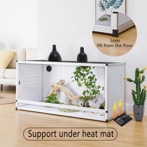 PVC Reptile Enclosure 40x16x16'' Large Reptile Terrarium Habitat Tank for Bearded Dragon Gecko Lizard Snake, 44 Gallon Wide Breeding Lounge Vivarium Area with Sliding Doors Lock