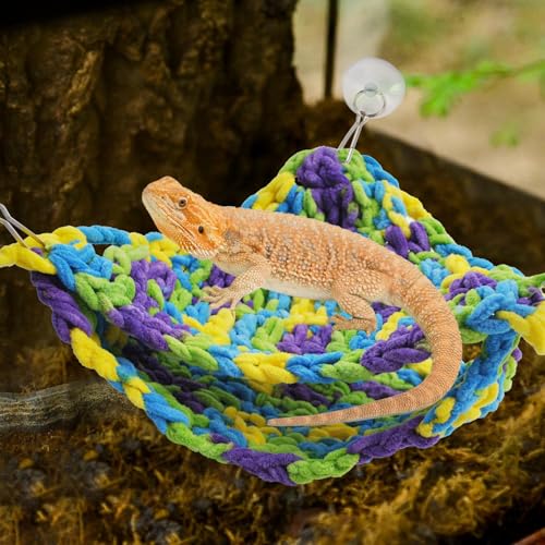 kathson Soft Bearded Dragon Hammock Double-Layered Reptiles Hammock Swing Hanging Bed with 6 Pcs Suction Cups & Hooks Tank Accessories Hammocks for Small Lizard Leopard Gecko Chameleon(Triangular) - color: Green