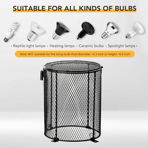 Simple Deluxe Reptile Heat Lamp Cage Heater Guard Anti Scald Mesh Cover, Heating Lamp Lampshade for Lizard Bearded Dragon Turtle Snake Terrarium - size: 1 Pack, style: Lamp Cage