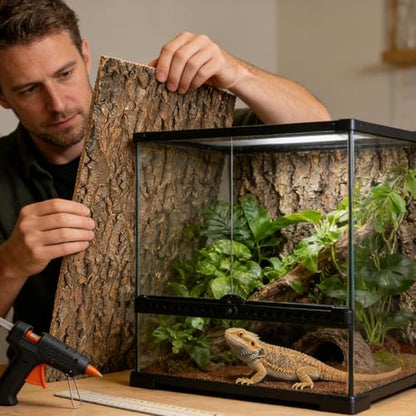 Cork Bark for Reptiles - Natural Terrarium Climber | Water-Resistant Cork Bark for Climbing, Exercise, and Hiding, Perfect Snakes, Lizards, Tortoises, Geckos, Turtles, Chameleons, Pet Terrariums