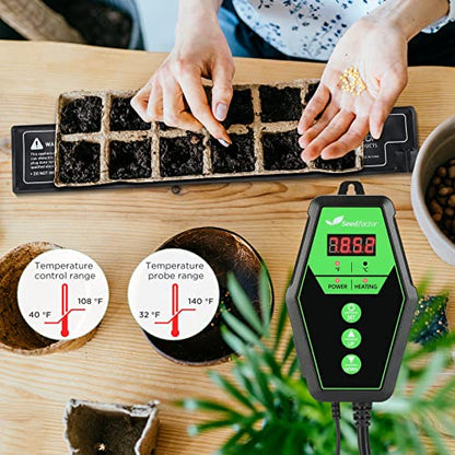3.5" x 21" MET Certified Seedling Heat Mat and Digital Thermostat Combo Set - size: 1 Pack-3.5" X 21"