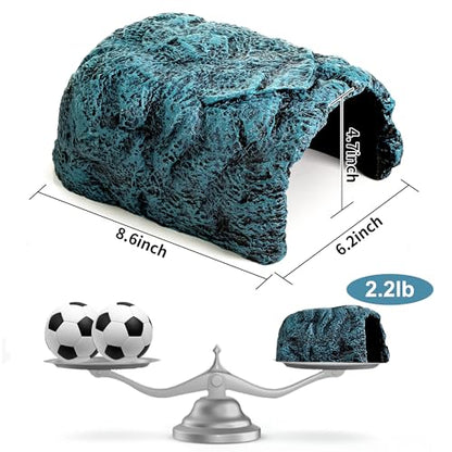 Hide Cave Aquarium Decorations - Premium Resin Hideout for Reptiles & Amphibians, Fish Hiding Spot with Realistic Moss Rock Look,Aquarium Terrarium Decor