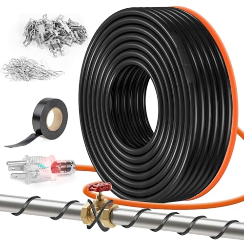 70FT（3FT-200FT） Pipe Heating Cable for Pipe Freeze Protection, Heat Cable for Water Pipes(Metal and Plastic), Pipe Heat Tape Keeps Water Flowing at -40°F 5w/ft, 120V Plumbing fixture - size: 70FT