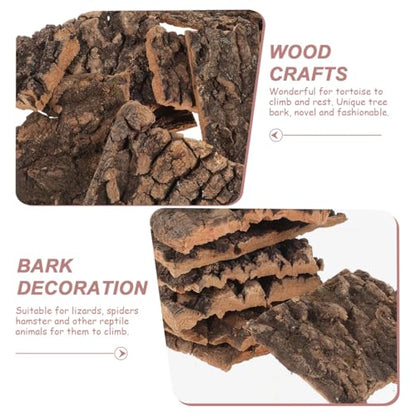 Abaodam 10Pcs Natural Cork Bark Reptile Tree Bark Decor for Terrarium with Turtle Basking Platform and Lizard Climbing Habitat Accessories 3.93X3.54X0.19In