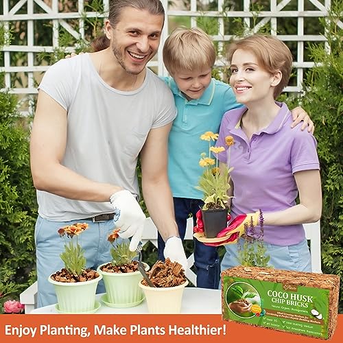 Riare 2 Pack Coco Chips Substrate for Plants- 2.2lb 100% Organic Coconut Husk Brick with Low EC and pH Balanced, High Expansion Coconut Substrate Coco Husk Mulch for Garden Flowers, Herbs, Planting - color: 2 Pack