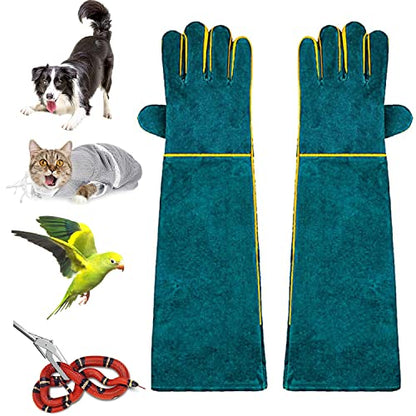 Animal Handling Anti-Bite Gloves, Reinforced Leather Welding Gloves for Gardening Dog Training Cat Scratch - size: 60cm/ 24inch