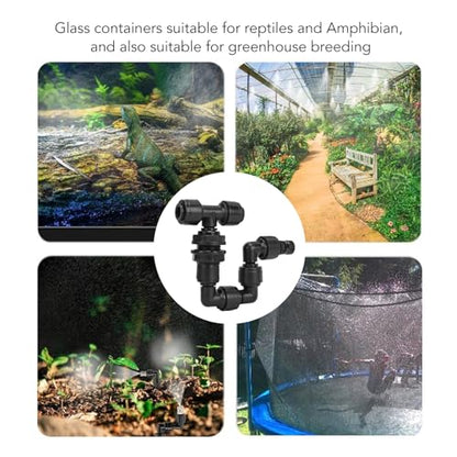 Reptile Nozzle, Fogger Sprinkler Nozzle for Rainforest Amphibians Plants, 360° Adjustable, Even Spray, Increase Humidity and Misty Pet Terraces, for Glass Containers