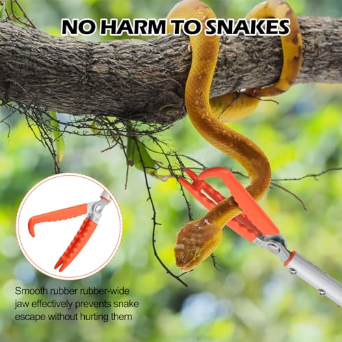 Kalkal Snake Grabber Tool, 62” Professional Aluminum Alloy Telescopic Rattle Snake Tongs, Reptile Grabber Snake Catcher Wide Jaw Handling Tool with Lock