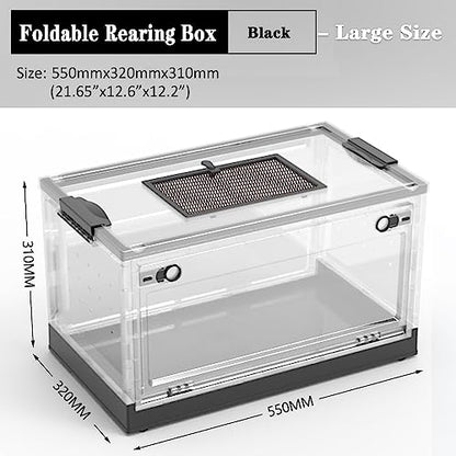 Dutiplus Large Snake Reptile Tank Amphibians Habitat Cages with Sliding Screen Top for Lizard, Gecko, Frog, Hamster Animals (21.65"x12.6"x12.2") (Black) - color: Black