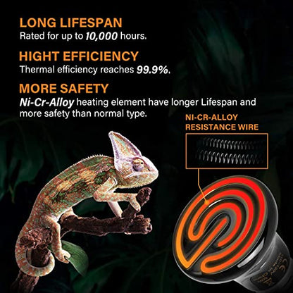 Simple Deluxe 25W/40W/50W/150W/250W Ceramic Heat Emitter Reptile Heat Lamp Bulb No Light Emitting Brooder Coop Heater for Amphibian Pet & Incubating Chicken, 50W(Mini), Black/1-Pack - size: 50 W, style: Mini 1-Pack