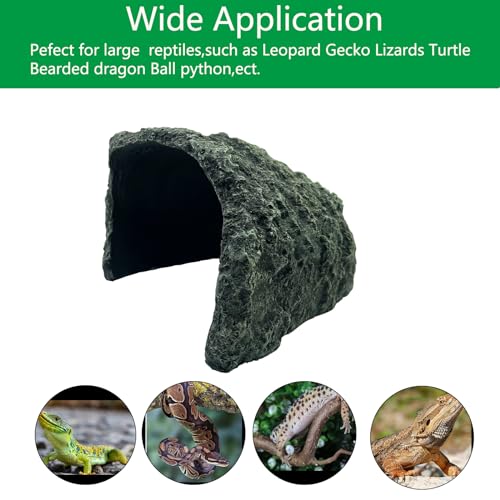 Extra Large Reptile Hides and Caves Simulation Rock Reptile Hideout Terrarium Habitat Décor for Bearded Dragon Lizards Ball Python Snakes Turtle Large Reptiles Amphibians