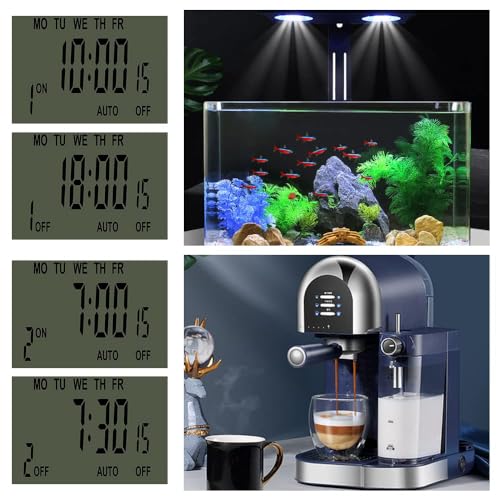 Digital Plug-in Timer Outlet Socket 20 on/Off Programmable Timer Switch 24 Hours 7 Days Programs and Countdown Energy Saving Timing Plug Socket (15A 1725W 115VAC)