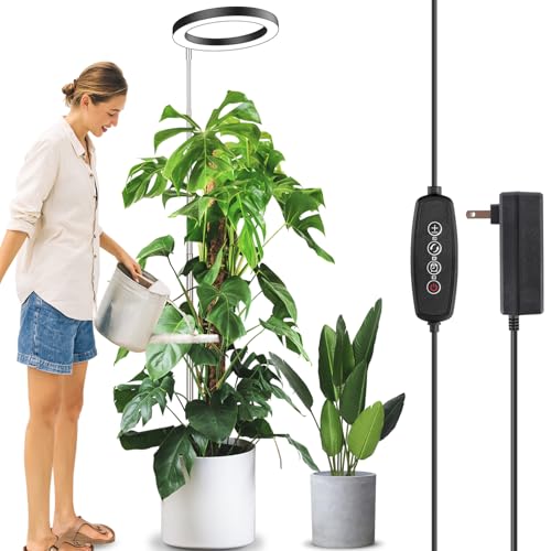 LORDEM 10" Full Spectrum Grow Light, 160 LEDs Plant Lamp for Indoor Plants, Grow Lamp with 4/8/12H Auto Timer, 6 Dimmable Levels, 3 Spectrum Modes, 65" Height Adjustable, Ideal for Large Tall Plants - color: 10.24IN Black, size: 1 pack