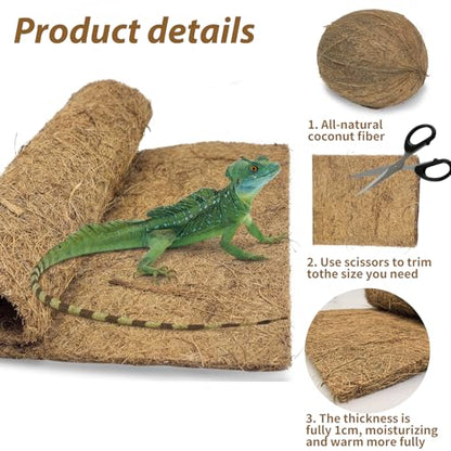 PIVBY 2 PCS Reptile Carpet, Natural Coco Coir Mat (15.74" x 11.81"), Coconut Fiber Substrate Pet Terrarium Liner for Bearded Dragon Tortoise Habitat Lizards Turtles Snakes Iguana Hermit Crab - size: S: 15.74" x 11.81"