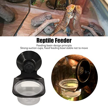 Naroote Crested Gecko Food Dish, Reptile Water Food Feeder Pot, Hanging Transparent Reptile Food Water Bowl Gecko Food Cups with Suction Cup for Pet Food and Water Feeding (Single Bowl)