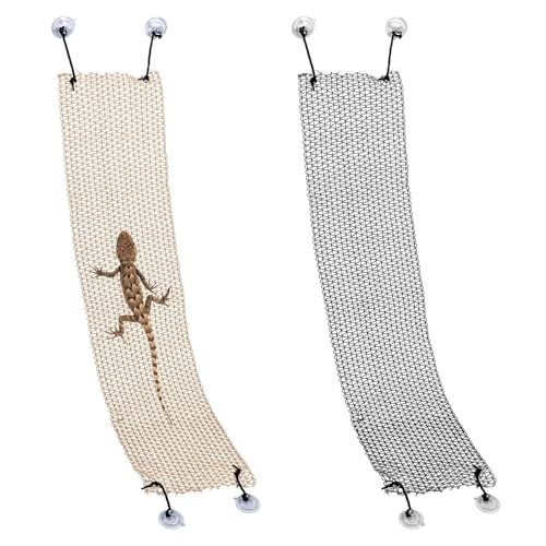 COMSUN 2 Pack Bearded Dragon Hammock, Collapsible Reptile Hammock Lounger Suitable for Resting Climbing, Reptile Hammock for Middle Small Lizard, Chameleon and Gecko (Rectangle Black & Yellow)