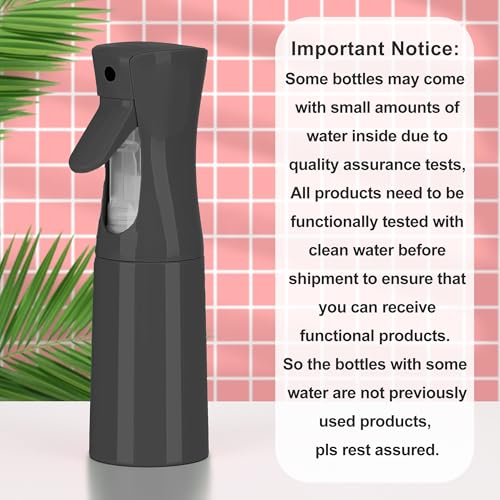 (Black Hair Mister Spray Bottle，Spray Water Bottle Fine Mist Refillable Plants（6.8OZ /200ML） Barber，Showering Pets, Plants, travel, Ironing and Cleaning ﻿ ﻿ ﻿(Continuous Spray) - color: Black