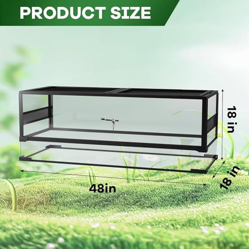Bearded Dragon Tank 67 Gallon, with Top & Side Screen Ventilation Reptile Terrarium, Double Hinge Door & Anti Escape Reptile Tank for Tortoise Snake,48" x 18" x 18" - size: 48x18x18 inch