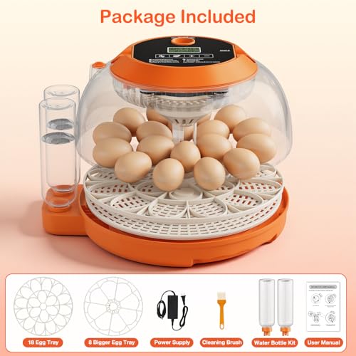 Incubators for Hatching Eggs 18 Egg Automatic Egg Turning and Humidity Control Incubator for Chicken Duck Home Classroom Lab