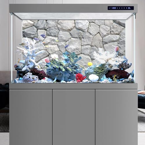 AWERT 48x24 inches White Stone Aquarium Background Rocky Fish Tank Background Rock Terrarium Background Vinyl - size: 48x24in/120x60cm