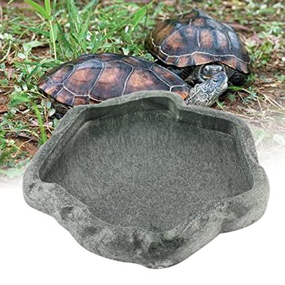 AYNEFY Reptile Food Water Rock Bowls,Resin Reptile Feeder Lizard Feeding Dish Amphibian Feeder Bowl Terrarium Decor for Bearded Dragons Leopard Gecko Frog Snake(Emerald - size: S