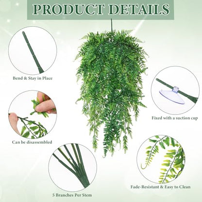 Suncalla 12 Pcs Reptile Plants Terrarium Hanging Plant Vines Artificial Leaves with Suction Cups Climbing Foliage for Bearded Dragon Lizard Gecko Snake Tank Accessories Decor(Petite Leaf Series) - style: Petite Leaf Series