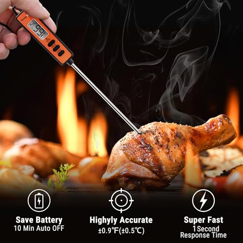 TempPro TP01A Digital Meat Thermometer for Cooking Candle Liquid Deep Frying Candy, Food Instant Read Thermometer with Super Long Probe, Backlit, Kitchen Gift for Dad Husband (Previously ThermoPro) - size: Digital