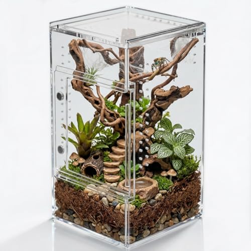 3x3x6 Reptile Tank 0.25 Gallon – Acrylic Reptile Enclosure Terrarium for Crested Gecko, Lizards, Spiders & Snakes – Clear Lizard Habitat Terrarium - size: 3"3"6"