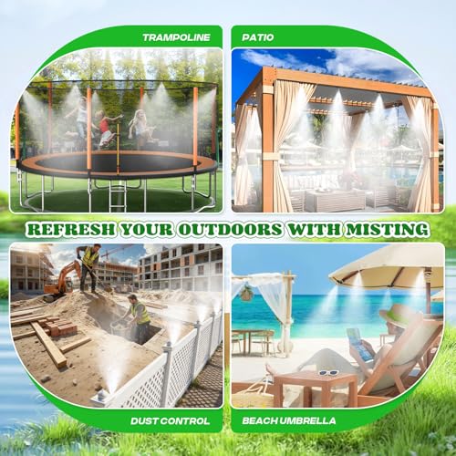 Moongiantgo Outdoor Misting Cooling System with Pump- 116PSI High Pressure Mister with 65.5FT(20M) Water pipe+24 Misting Nozzles 0.02’’+3/4’’ Faucet Adapter - System for Outside Patio Garden Beaches