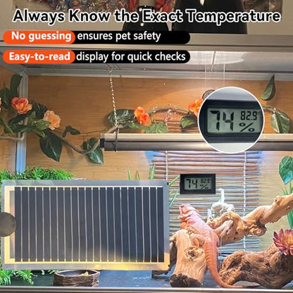 Hamiledyi Reptile Heat Pad Heating Pad Under Tank Hermit Crab Heater Hygrometer Thermometer Heat Mat for Lizard Snake Gecko Turtle Frog Spiders (14W) - size: 14W