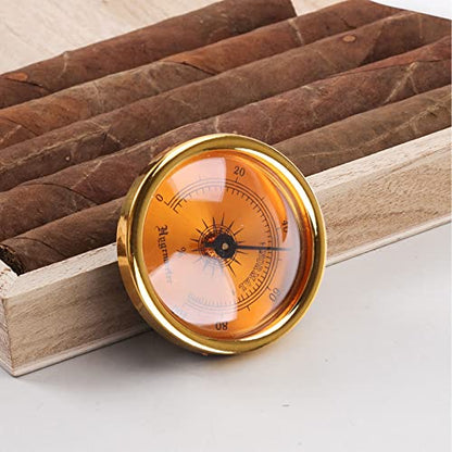 Rulbelok Mini Hygrometer Analog Hygrometer Mechanical Round Hygrometer Humidity Gauge for Cabinet Cans 1.77 Inch (Gold) Analog Hygrometer Indoor Humidity