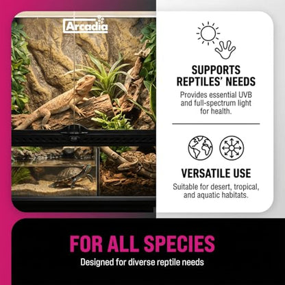 Arcadia T5 UVB Reptile Light Fixture Kit 36" Long 39 Watts 6% UVB Forest – Complete UVB Light for Reptiles, Turtles, Snake, Bearded Dragon Lamp, Long Lasting Easy to Use Professional Lighting
